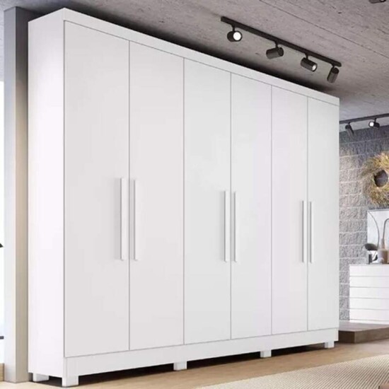 Guarda-roupa Casal Sergipe Branco 6 Portas C/ Ps 100% MDF Larg. 1.80m - Bianchi