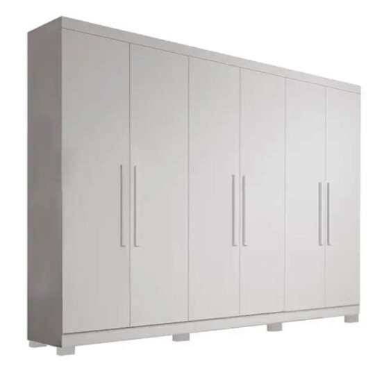 Guarda-roupa Casal Sergipe Branco 6 Portas C/ Ps 100% MDF Larg. 1.80m - Bianchi