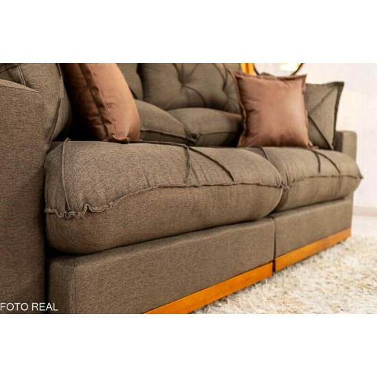 Sof Retrtil Reclinvel Gran Bello 2.50m Linho Marrom - Molas Ensacadas Pocket