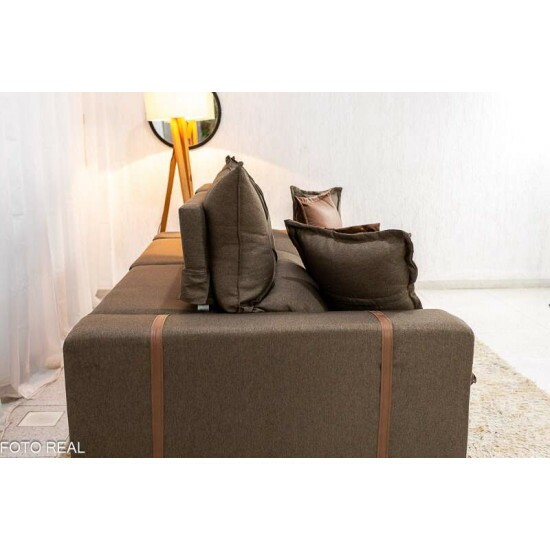Sof Retrtil Reclinvel Gran Bello 2.50m Linho Marrom - Molas Ensacadas Pocket