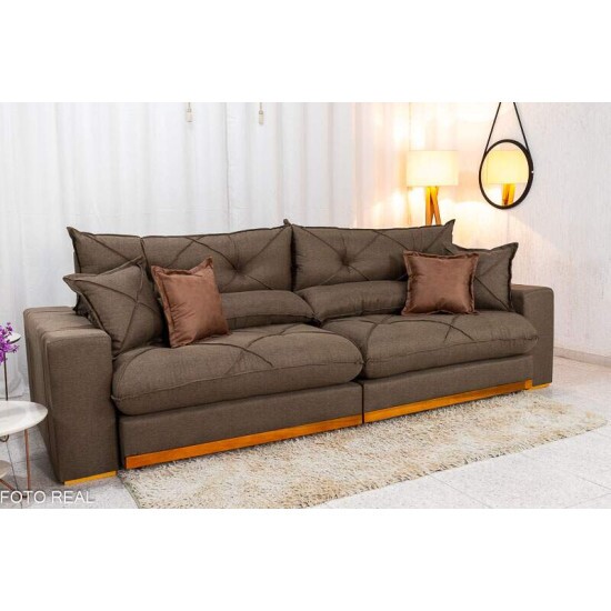 Sof Retrtil Reclinvel Gran Bello 2.90m Linho Marrom - Molas Ensacadas