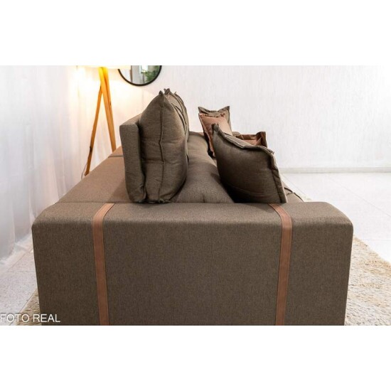 Sof Retrtil Reclinvel Gran Bello 2.90m Linho Marrom - Molas Ensacadas