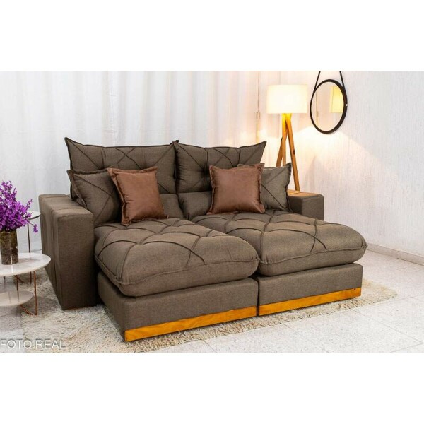 Sof Retrtil Reclinvel Gran Bello 2.00m Linho Marrom - Molas Ensacadas