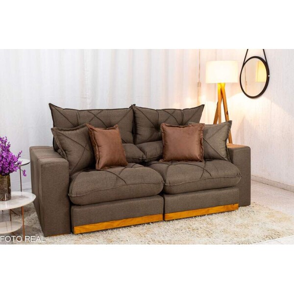 Sof Retrtil Reclinvel Gran Bello 2.00m Linho Marrom - Molas Ensacadas