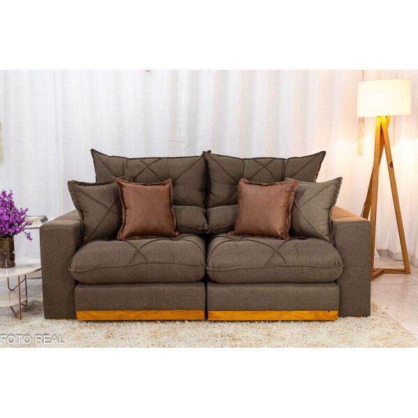 Sof Retrtil Reclinvel Gran Bello 2.00m Linho Marrom - Molas Ensacadas