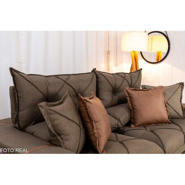 Sof Retrtil Reclinvel Gran Bello 2.00m Linho Marrom - Molas Ensacadas