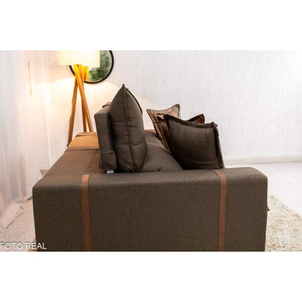 Sof Retrtil Reclinvel Gran Bello 2.00m Linho Marrom - Molas Ensacadas