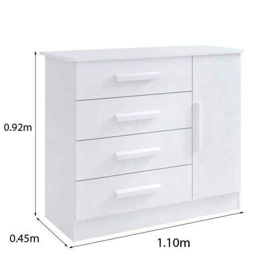 C�moda Firenze Branco 4 Gavetas e Sapateira Larg. 1.10m - D Doro