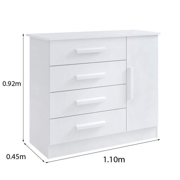 Cmoda Firenze Branco 4 Gavetas e Sapateira Larg. 1.10m - D Doro