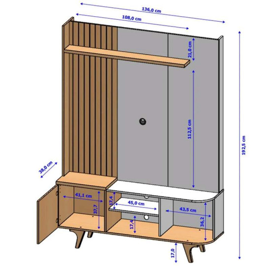 Home 1,36m Corumbau Nature/Off com Detalhe Frisado para TV at� 55\" - Bechara