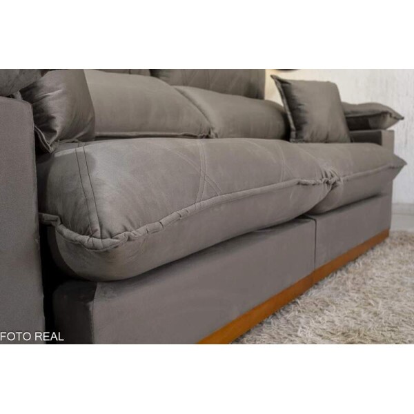 Sof Retrtil Reclinvel Magnum 2.10m Veludo Cinza 813 - Molas ensacadas