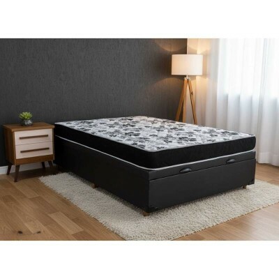 Box Ba Casal Eli Korino Preto Blindado + Colcho Casal Sant D33 138x188x57 Nosso Sonho | Suporta at 240kg