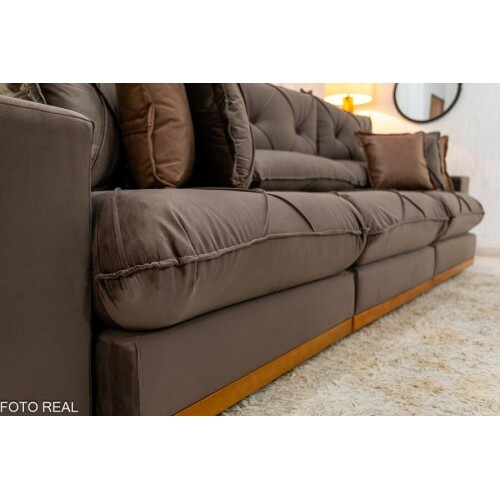 Sof Retrtil Reclinvel Gran Bello 3.20m Veludo Marrom - Molas Ensacadas