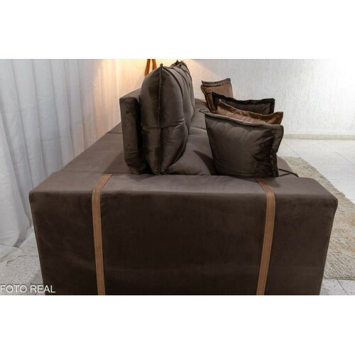 Sof Retrtil Reclinvel Gran Bello 3.20m Veludo Marrom - Molas Ensacadas