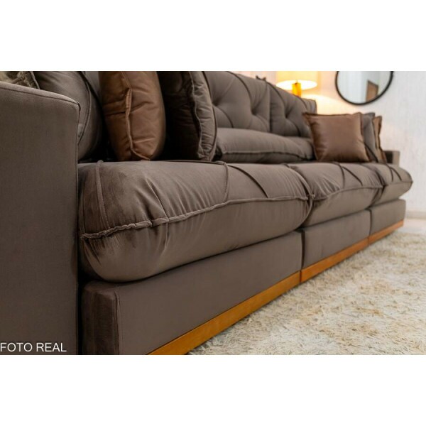 Sof Retrtil Reclinvel Gran Bello 3.20m Veludo Marrom - Molas Ensacadas
