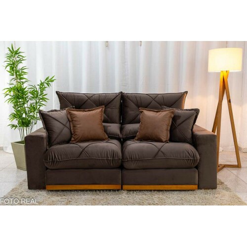 Sof Retrtil Reclinvel Gran Bello 2.00m Veludo Marrom - Molas Ensacadas