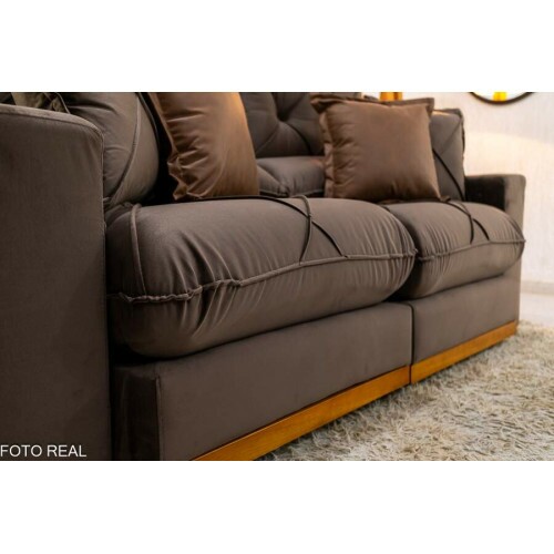 Sof Retrtil Reclinvel Gran Bello 2.00m Veludo Marrom - Molas Ensacadas