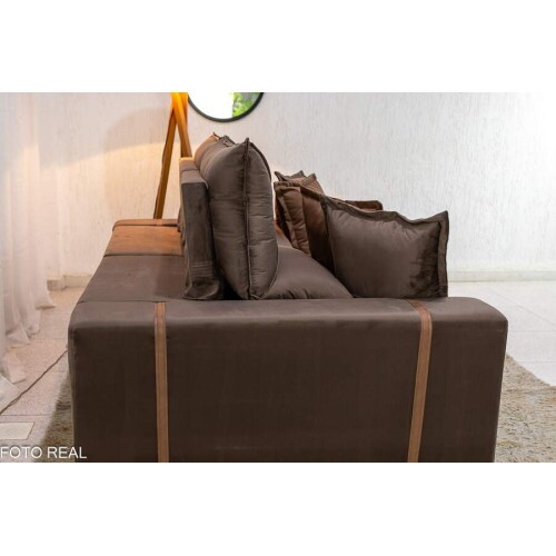 Sof Retrtil Reclinvel Gran Bello 2.00m Veludo Marrom - Molas Ensacadas