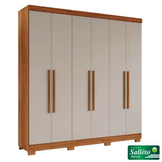Guarda-roupa Casal Recife Cinamomo/Off 6 Portas C/Ps Larg. 1.80m - Sallto