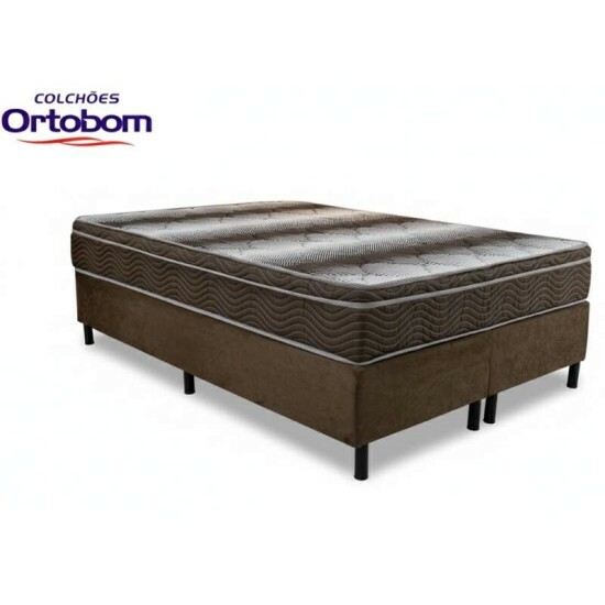 Box Casal Bipartida Sued Marrom + Colcho Casal Ortopdico Light 138x188x63 - Ortobom | Suporta at 260kg