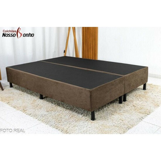 Box Casal Bipartida Sued Marrom + Colcho Casal Ortopdico Light 138x188x63 - Ortobom | Suporta at 260kg