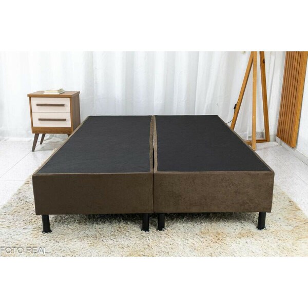 Box Casal Bipartida Sued Marrom N. Sonho + Colcho Casal Ortopdico Light 138x188x25 - Ortobom