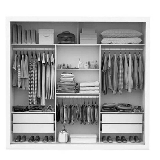 Guarda-roupa Casal Veneza Premium Larg. 1.88m 3 Portas C/ 3 Espelho 4 Gavetas Branco Carioca