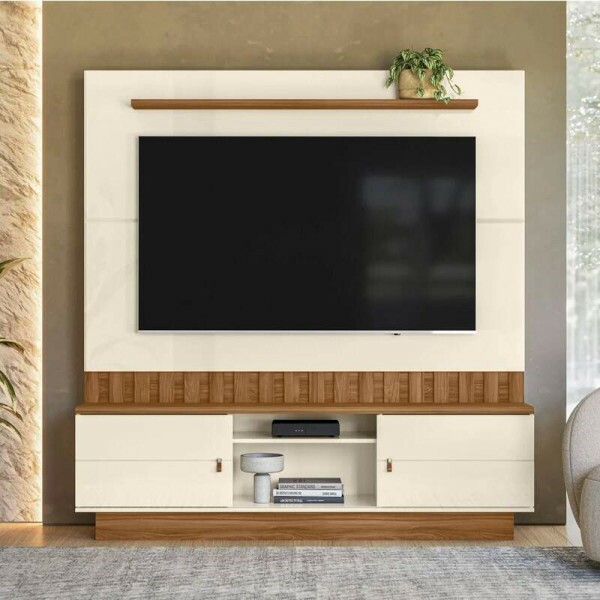 Home Florianpolis com Detalhe Ripado Off-Amndoa Larg.1.75m -Mobler
