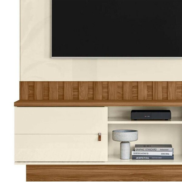 Home Florianpolis com Detalhe Ripado Off-Amndoa Larg.1.75m -Mobler