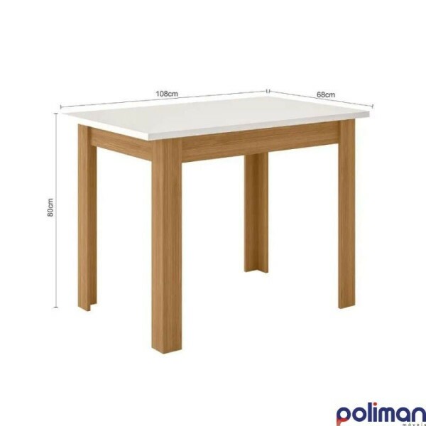Mesa de Jantar Bellagio 108x68 Freij UV/Tampo Off White + 4 Cad. Clara Freij UV/Savana - Poliman