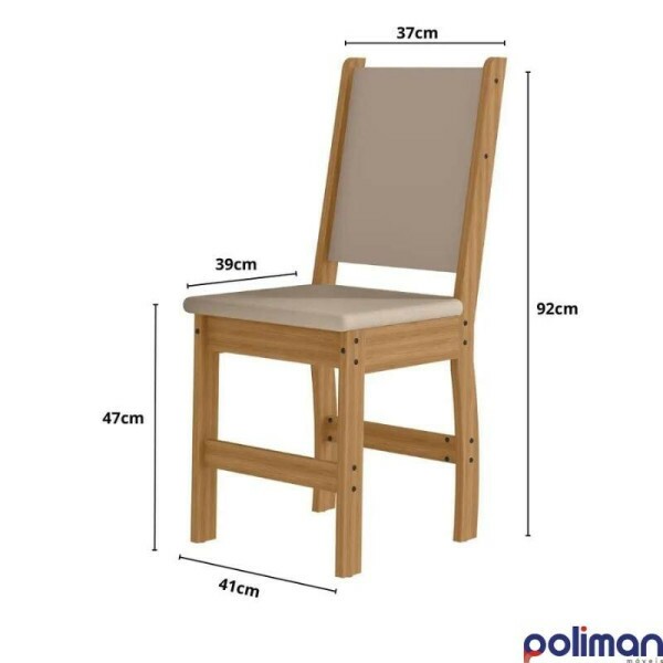 Mesa de Jantar Bellagio 108x68 Freij UV/Tampo Off White + 4 Cad. Clara Freij UV/Savana - Poliman
