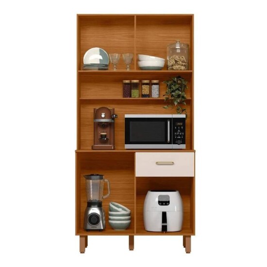 Kit de Cozinha 0,90m New Izis Freij�/Ripado 3D Off Acetinado - Poliman