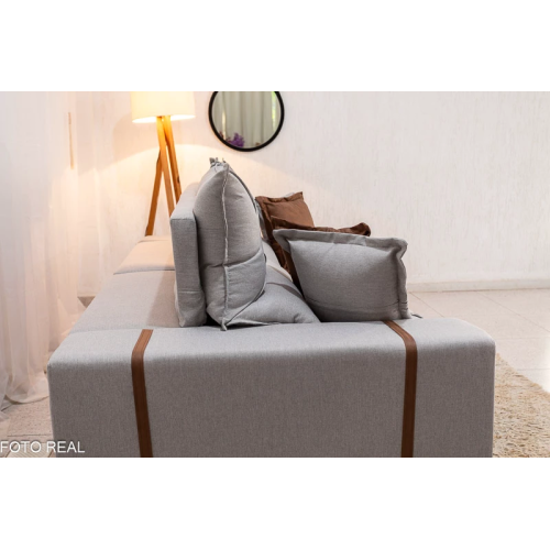 Sof Retrtil Reclinvel Gran Bello 2.90m Linho Cinza 31 - Molas Ensacadas