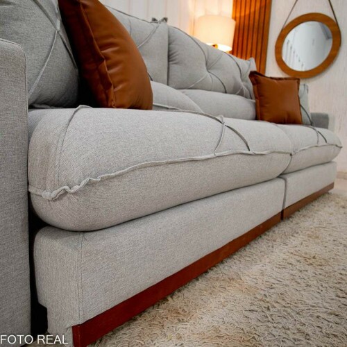 Sof Retrtil Reclinvel Gran Bello 2.90m Linho Cinza 31 - Molas Ensacadas