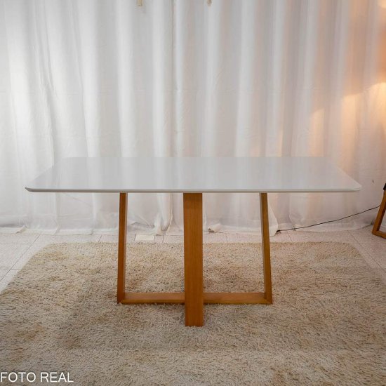 Mesa de Jantar Pedro 160x80 Mel Vidro Off + 6 Cadeiras G�nova Veludo Marrom 509 Art Assento - Entregue Montada