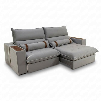 Sof Retrtil Reclinvel Ravello 2.50m Veludo Prata 3040/03 - Molas Ensacadas Pockets