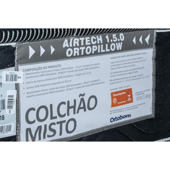 Colcho Casal Ortopdico EPS Airtech 150 Ortopillow 138x188x28 Ortobom | Suporta at 240kg