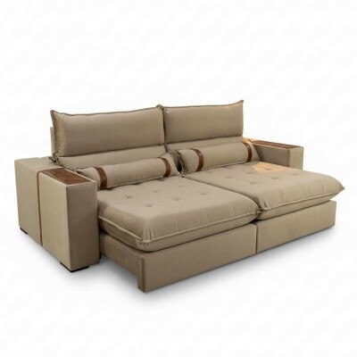 Sof Retrtil Reclinvel Ravello 2.50m Veludo Bege 3040/04 - Molas Ensacadas Pockets