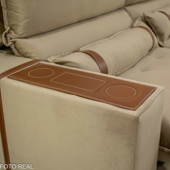 Sof Retrtil Reclinvel Ravello 2.50m Veludo Bege 3040/04 - Espuma D33