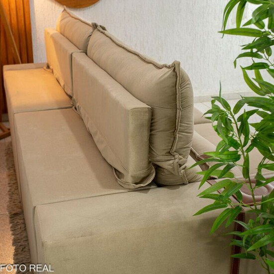 Sof Retrtil Reclinvel Ravello 2.50m Veludo Bege 3040/04 - Espuma D33