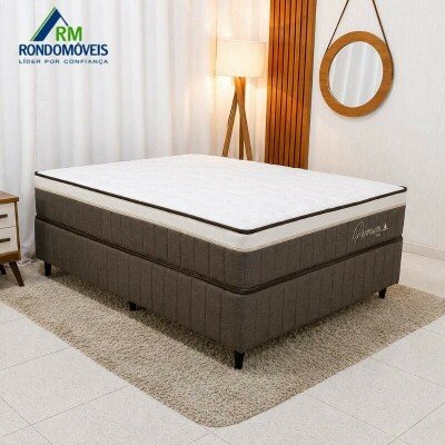 Colch�o Premium Plus Molas Ensacadas Pocket Rondom�veis + Base Box Casal Rondopremium 138x188x70 | Suporta at� 240kg
