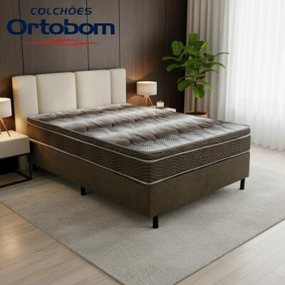 Box Casal Sued Marrom Nosso Sonho + Colcho Casal Ortopdico Light 138x188x62 - Ortobom | Suporta at 260kg