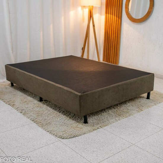 Box Casal Sued Marrom Nosso Sonho + Colcho Casal Ortopdico Light 138x188x62 - Ortobom | Suporta at 260kg