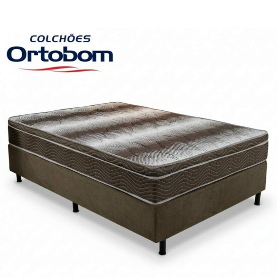 Box Casal Sued Marrom Nosso Sonho + Colcho Casal Ortopdico Light 138x188x62 - Ortobom | Suporta at 260kg