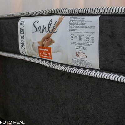 Box Solt. Sued Preto Nosso Sonho + Colcho Solt. Sant 100% Espuma D33 88x188x51 Nosso Sonho | Suporta at 120kg