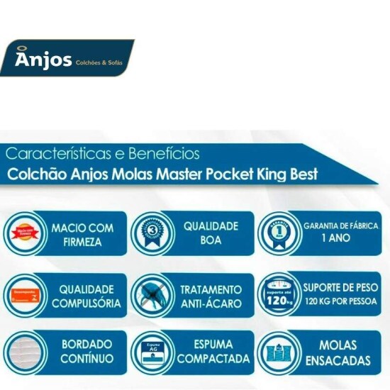 Colcho Queen King Best 158x198x28 Molas Ensacadas Pocket - Anjos | Suporta at 240kg
