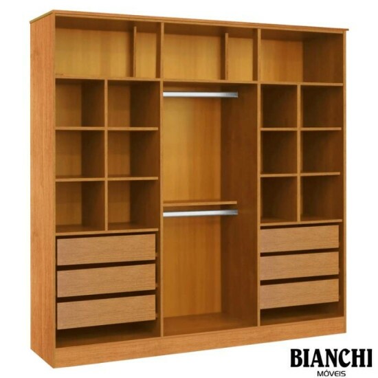 Guarda-roupa Casal Bianca 6 Portas Larg. 2.30m 100% MDF Nature/Off - Bianchi