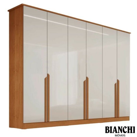Guarda-roupa Casal Bianca 6 Portas Larg. 2.30m 100% MDF Nature/Off - Bianchi