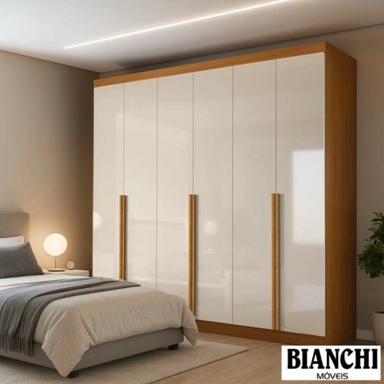 Guarda-roupa Casal Alvorada 6 Portas larg. 2.70m 100% MDF Nature