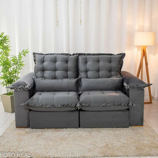 Sof� Retr�til Reclin�vel Maldivas 2,10m Veludo Grafite A15